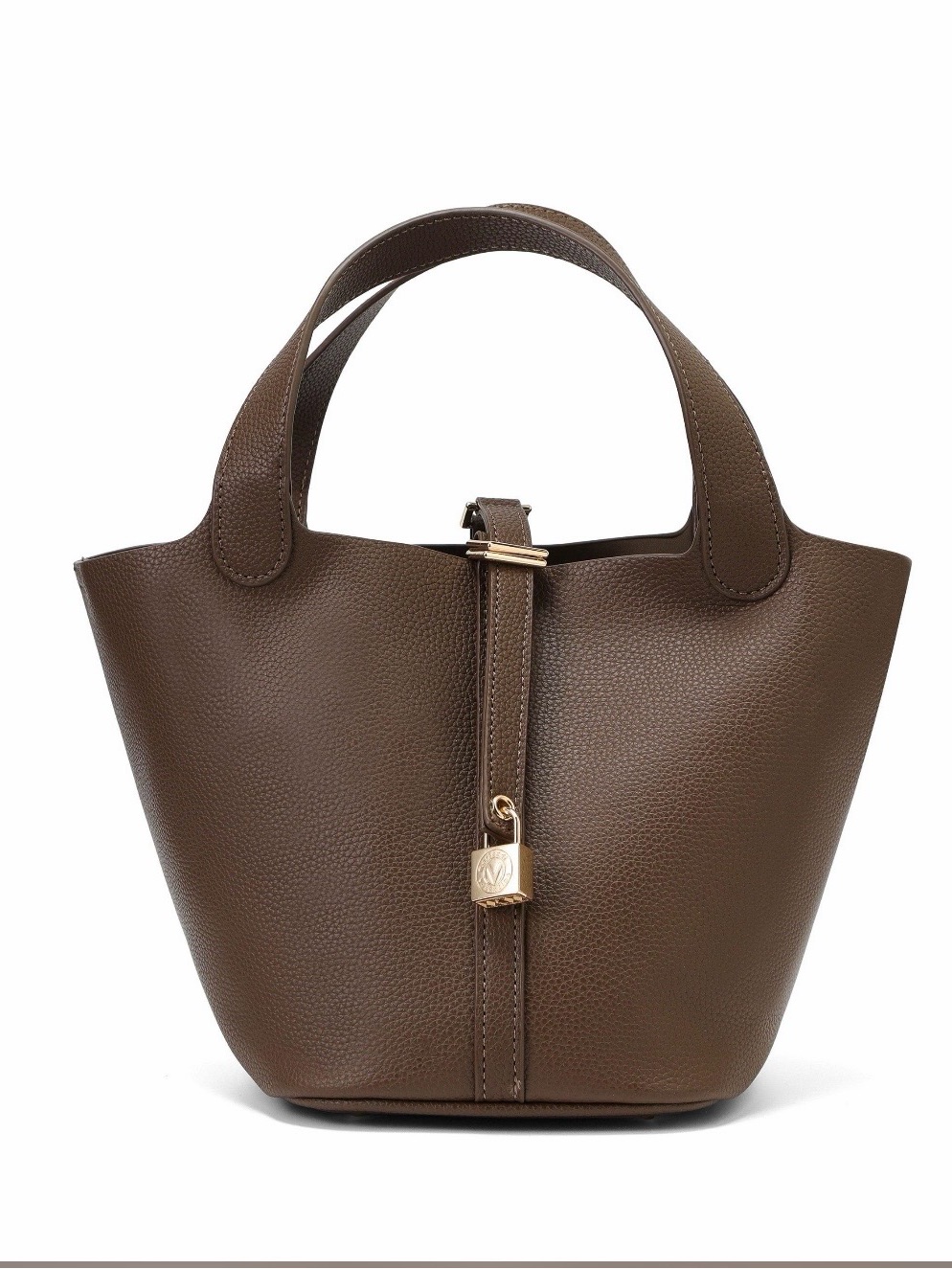 Valentino Orlandi Brown Mini Tote With Gold Padlock